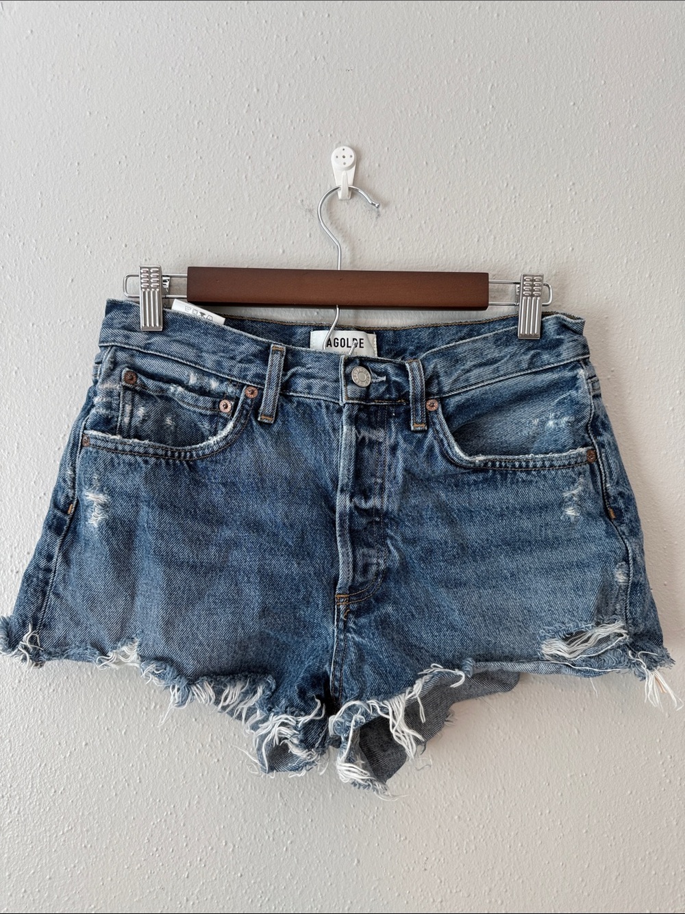 Agolde Parker Raw Hem Denim Cutoff Shorts in Swapmeet